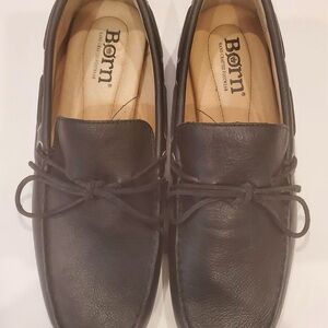 Born Men's Rich Black Leather Boat Shoes